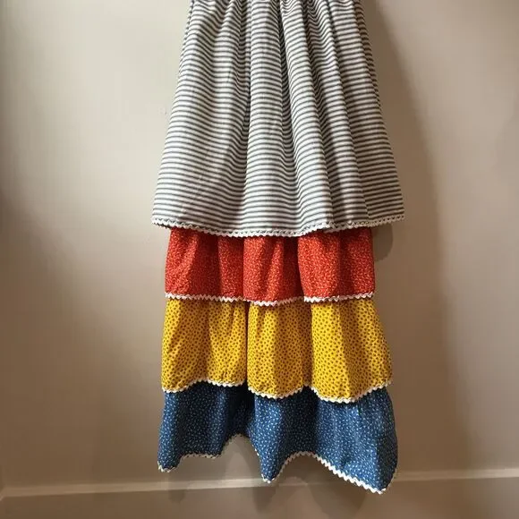 Vintage Handmade Prairie Tiered Cotton Dress / Ric-Rac, Fitted Folk Cottagecore - Picture 12 of 14